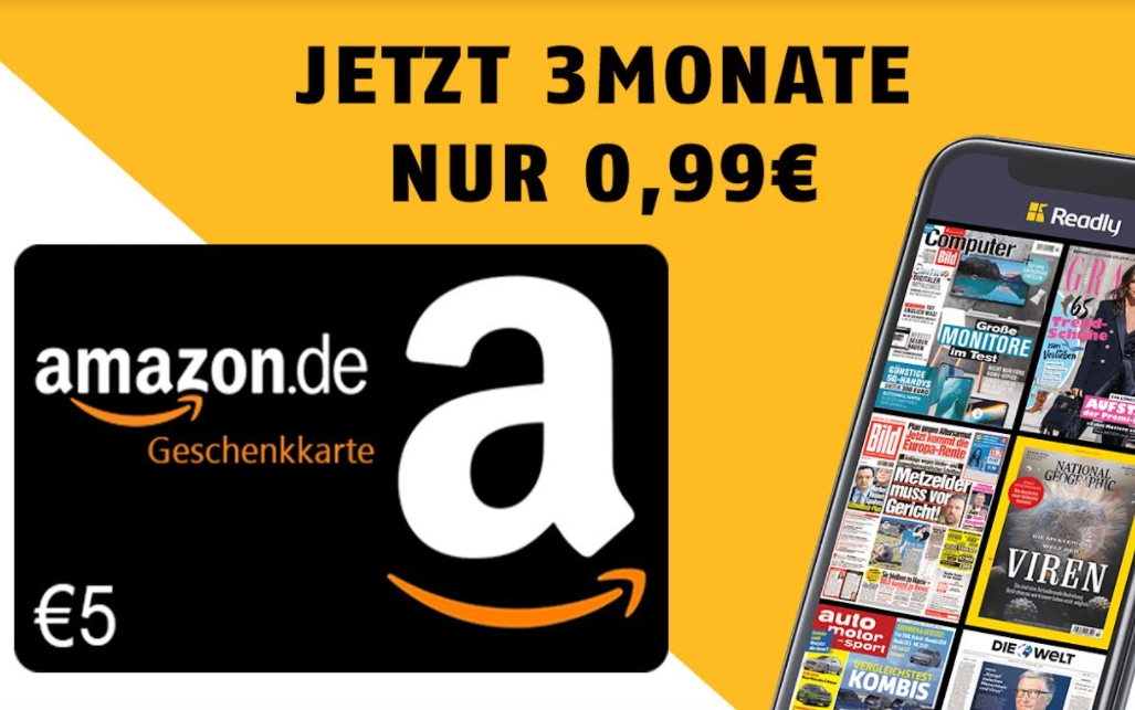 Gratis: Amazon-Gutschein über 5 Euro zur Readly-Flat für 99 Cent –