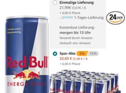 Red Bull: 24er-Pack bei Amazon im Sparabo für 20,89 Euro