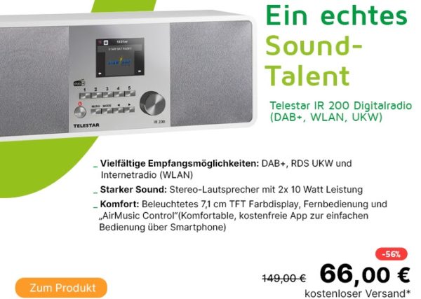 Völkner: DAB-Radio "Telestar IR 200" für 66 Euro frei Haus