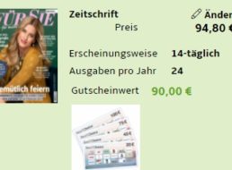 Für Sie: Jahresabo für 89,80 Euro mit Gutschein über 90 Euro