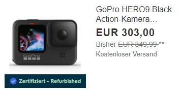 Ebay: "GoPro Hero9" als B-Ware für 303 Euro frei Haus