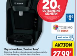 Lidl: Tassimo Suny mit Gutscheinen über 20 Euro für 27,99 Euro