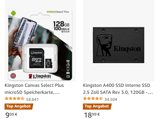 Kingston: Sale bei Amazon mit SSDs und Speicherkarten