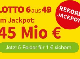 Lotto: Rekord-Jackpot von 45 Millionen Euro, 3 Euro Rabatt möglich