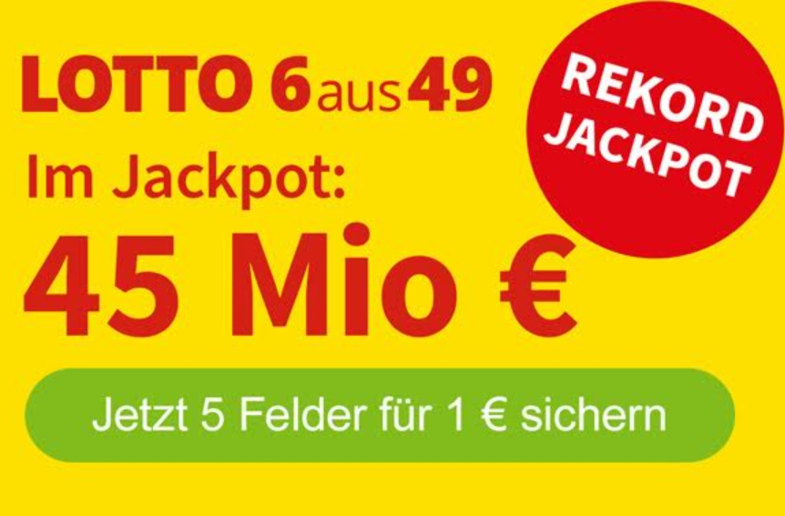 Lotto: Rekord-Jackpot von 45 Millionen Euro, 3 Euro Rabatt möglich