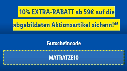 Lidl: 10 Prozent Rabatt auf Matratzen und Bettwäsche