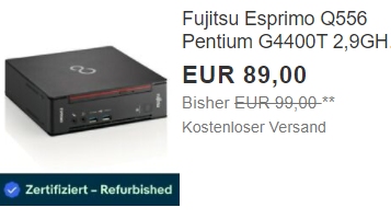 Ebay: Mini-PC "Fujitsu Esprimo Q556" als B-Ware für 89 Euro