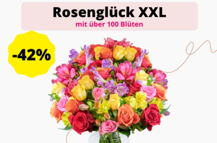 Blumeideal: "Rosenglück XXL" mit 100 Blüten für 25,98 Euro frei Haus