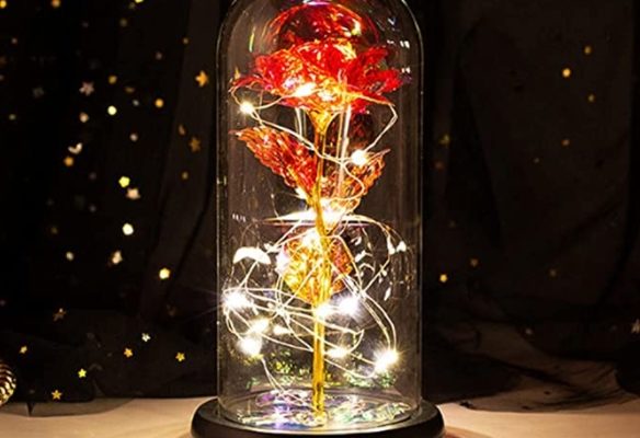 Amazon: Ewige Rose mit LED-Licht in Glaskuppel für 17,99 Euro
