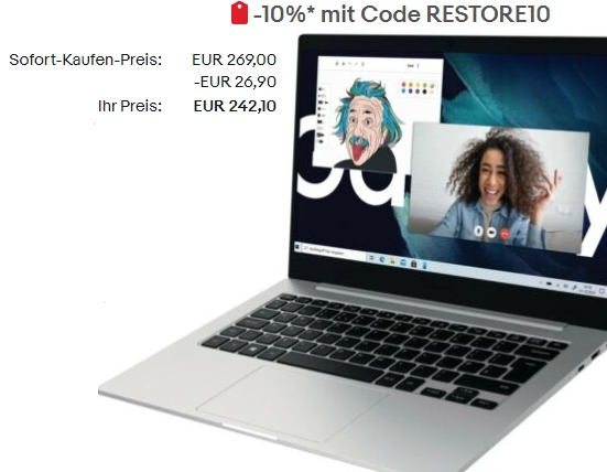 Ebay: LTE-Notebook "Samsung NP345X" als B-Ware für 242,10 Euro frei Haus