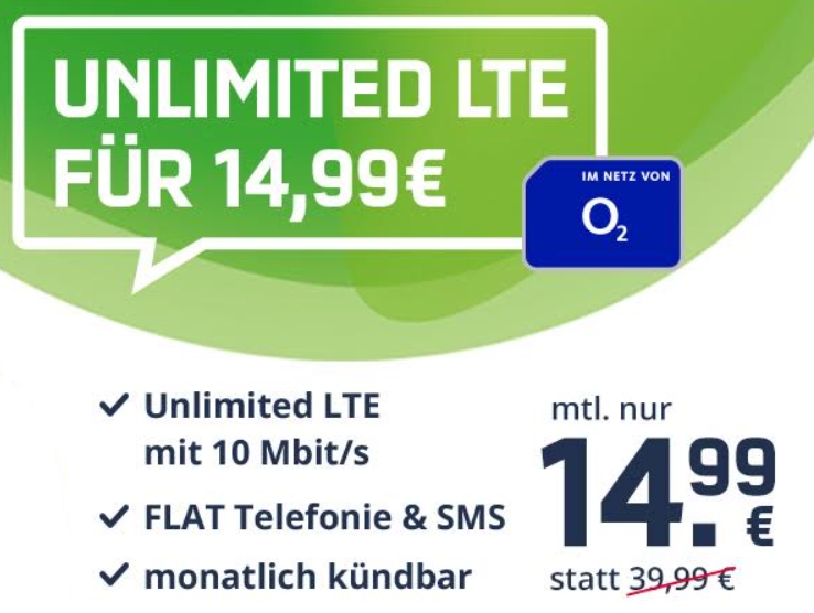 Klassiker: LTE-Unlimited Smart mit monatlicher Kündbarkeit für 14,99 Euro