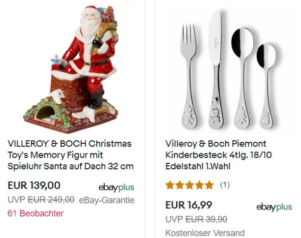 Ebay: Markenartikel von "Villeroy & Boch" mit Rabatt