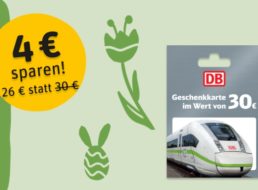 Rewe: 30 Euro Bahnguthaben für 26 Euro