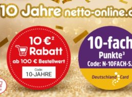 Netto Online: 10 Euro Rabatt ab 100 Euro Warenwert