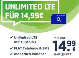 Wieder da: O2 Free Unlimited Smart für 14,99 Euro