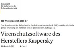 Warnung: BSI rät von Kaspersky-Produkten ab