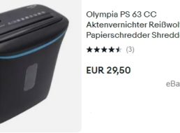 Ebay: Olympia-Aktenvernichter als B-Ware für 26,55 Euro frei Haus