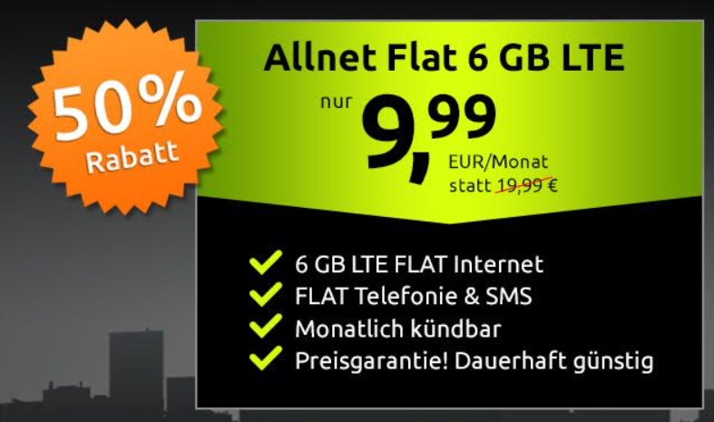 Telekom-Netz: Monatlich kündgbare Allnet-Flat mit 6 GByte LTE für 9,99 Euro