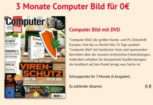 Gratis: "Computer Bild mit DVD" 6 mal zum Nulltarif frei Haus