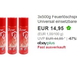 Ebay: Dreierpack Feuerlöschspray für 14,95 Euro frei Haus