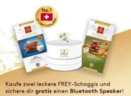 Gratis: Bluetooth-Lautsprecher beim Kauf von Frey-Schokolade