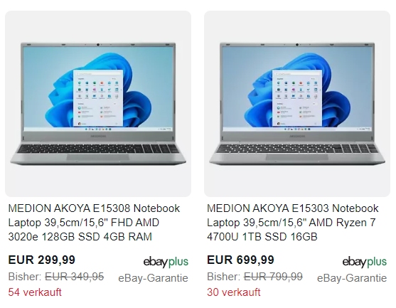 Aldi-Notebook: Medion Akoya E15308 jetzt als B-Ware für 269,99 Euro frei Haus