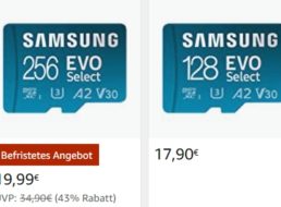 Amazon: “Samsung EVO Select” mit 256 GByte für 19,99 Euro