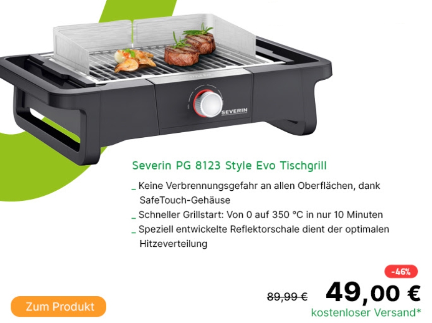 Völkner: Elektrogrill "Severin PG 8123" für 49 Euro frei Haus