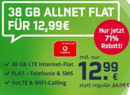 Vodafone-Netz: 38 GByte LTE mit Allnet-Flat für 12,99 Euro