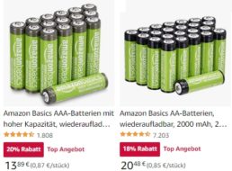 Amazon Basics: Akkus in Sparpacks zu Schnäppchenpreisen