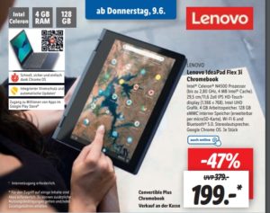 Lidl: Convertible / Chromebook Lenovo IdeaPad Flex 3i für 199 Euro