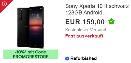 Ebay: Sony Xperia 10 II als B-Ware für 143,10 Euro