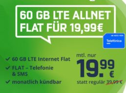 Knaller: 60 GByte LTE-Volumen monatlich kündbar für 19,99 Euro