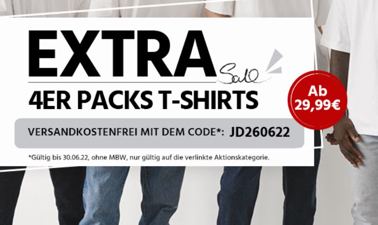 Jeans Direct: Viererpack T-Shirts ab 26,45 Euro