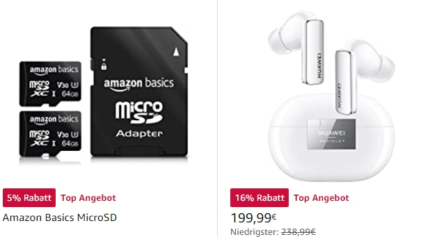 Amazon Basics: MicroSDXC mit 64 GByte im Doppelpack für 15,99 Euro