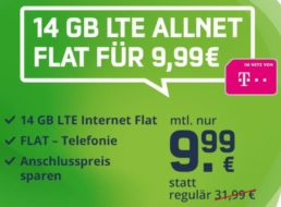 Telekom-Flat: 14 GByte LTE-Daten mit Telefonflat für 9,99 Euro