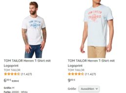Amazon Prime: T-Shirts von Tom Tailor für 6,99 Euro frei Haus