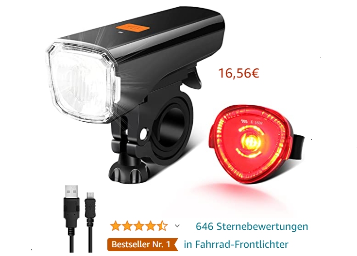 Amazon: Bestseller LED-Fahrradlicht für 16,56 Euro