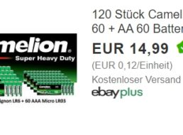 Ebay: 120er-Pack Batterien für 14,99 Euro frei Haus