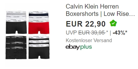 Calvin Klein: Boxershorts im Dreierpack für 22,90 Euro frei Haus