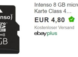 Ebay: Intenso Micro-SDHC-Karte für 4 Euro frei Haus