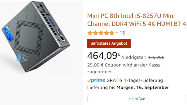 Exklusiv: Mini-PC mit 512 GByte SSD und Fingerprint für 389,09 Euro