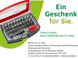 Gratis: 32-teiliges Bitset von KWB bei Völkner zur Bestellung geschenkt