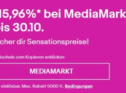 Ebay: 15,96 Prozent Rabatt auf alle Mediamarkt-Artikel