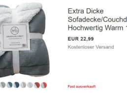 Ebay: Warme Sofadecke mit Gutschein für 19,54 Euro