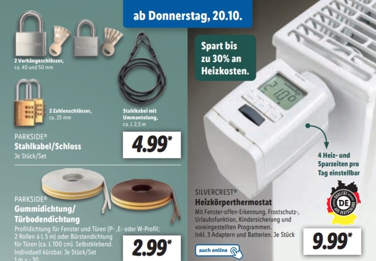 Lidl Heizkörperthermostate und Gummidichtungen mit Rabatt Discountfan.de