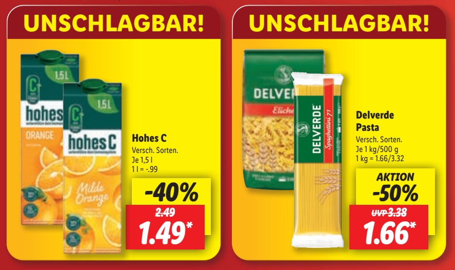 Lidl: Kilopack Nudeln von Delverde (Buitoni) für 1,66 Euro