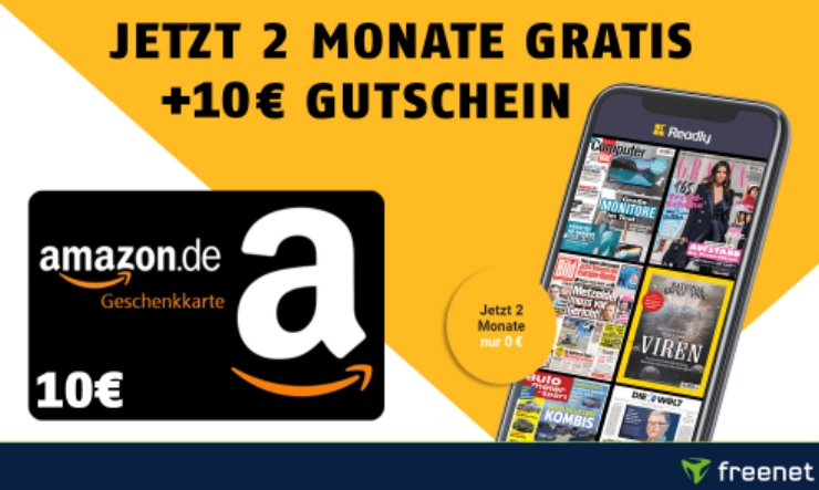 Gratis: Amazon-Gutschein über 10 Euro zu zwei Monaten Readly