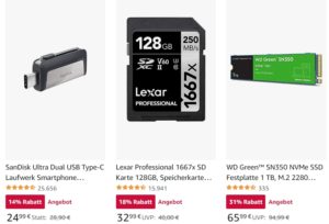 Amazon: Speicher-Spezial mit USB-Sticks, Festplatte und mehr