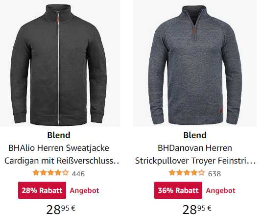 Amazon: Pullis & Sweatshirts für Herren mit Rabatt